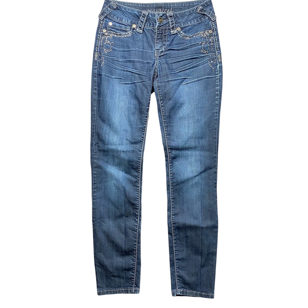 Maurices Blue Embellished Skinny Jeans Women's‎ Size S-S